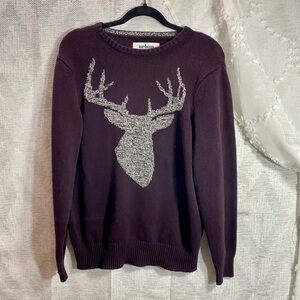 Urban Pipeline maroon deer print crewneck sweater size S